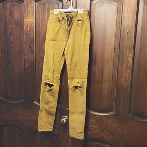 Dark khaki knee ripped pants